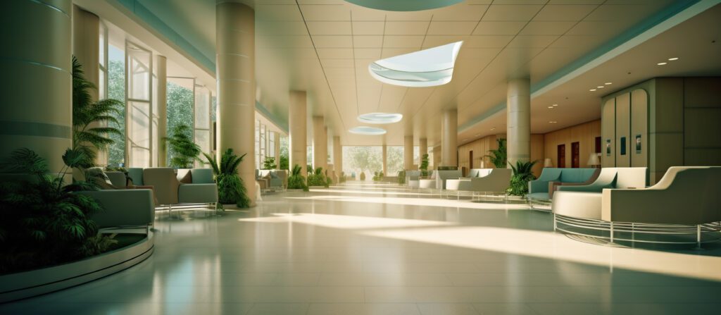 Interior of luxury hospital hall